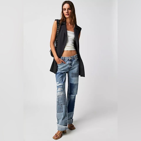 NWT SER.O.YA Heidi Straight Leg Patch Jean 29x35 in Coastline - Picture 6 of 15